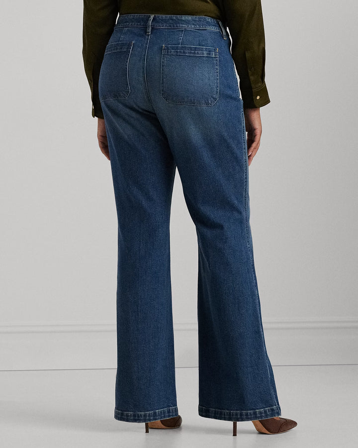 Ralph Lauren Chain-Trim High-Rise Flare Jean