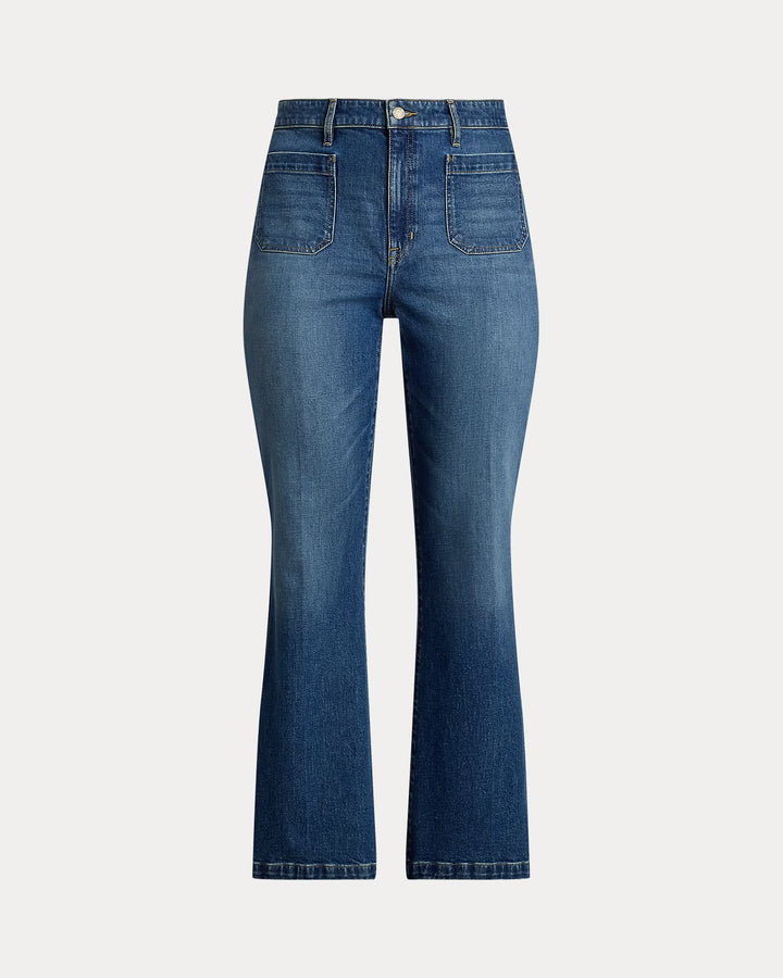 Ralph Lauren Chain-Trim High-Rise Flare Jean