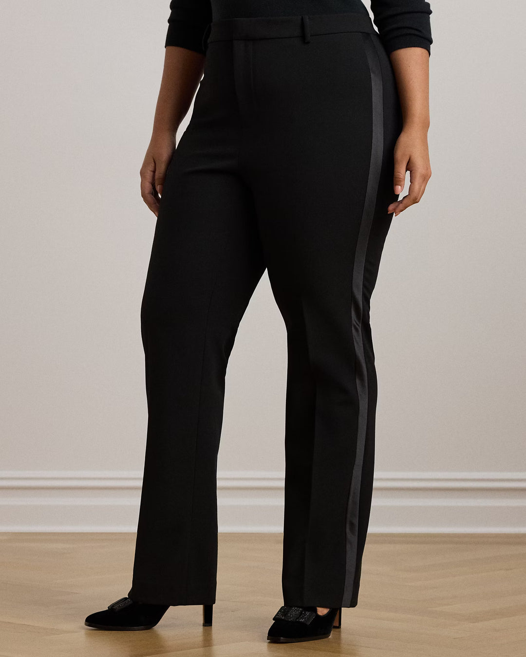 Ralph Lauren Satin-Trim Double-Faced Crepe Pant