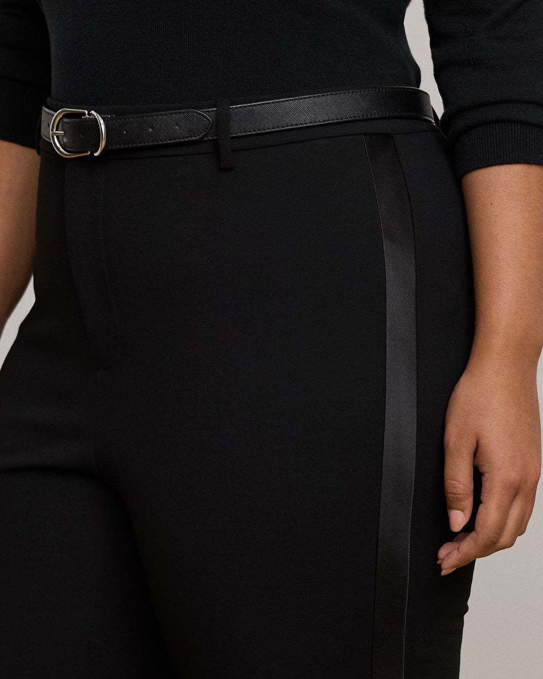 Ralph Lauren Satin-Trim Double-Faced Crepe Pant