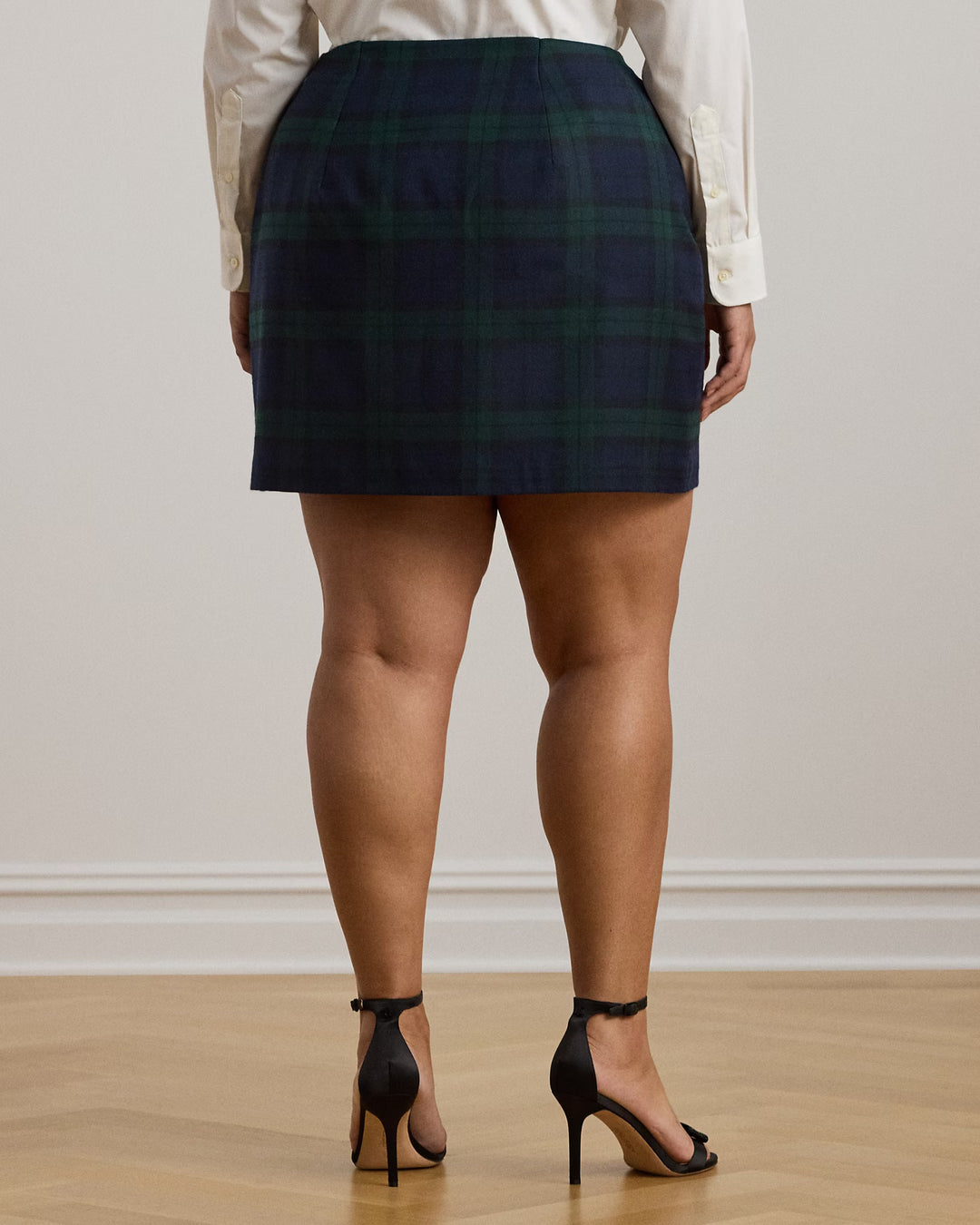 Ralph Lauren Plaid Wool-Blend Twill Pencil Miniskirt