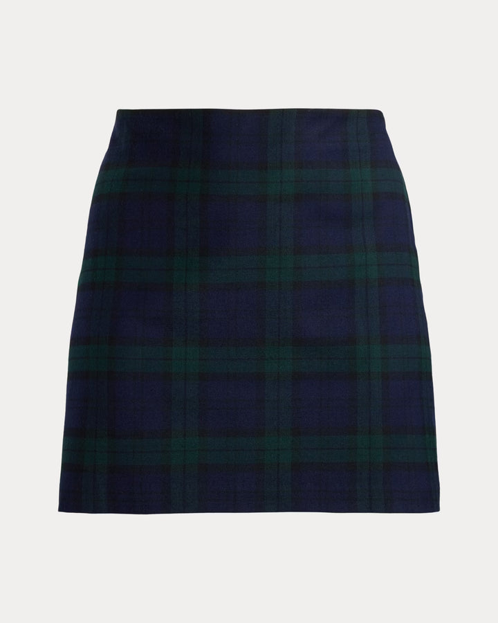 Ralph Lauren Plaid Wool-Blend Twill Pencil Miniskirt