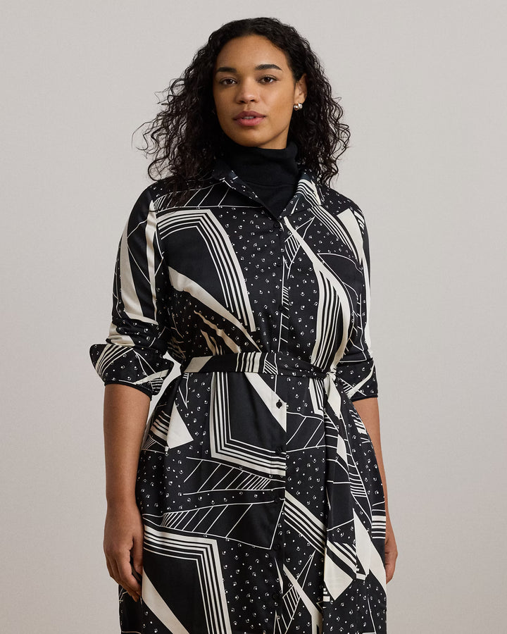 Ralph Lauren Geo-Print Belted Twill Shirtdress