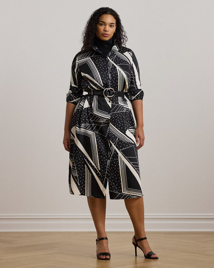 Ralph Lauren Geo-Print Belted Twill Shirtdress