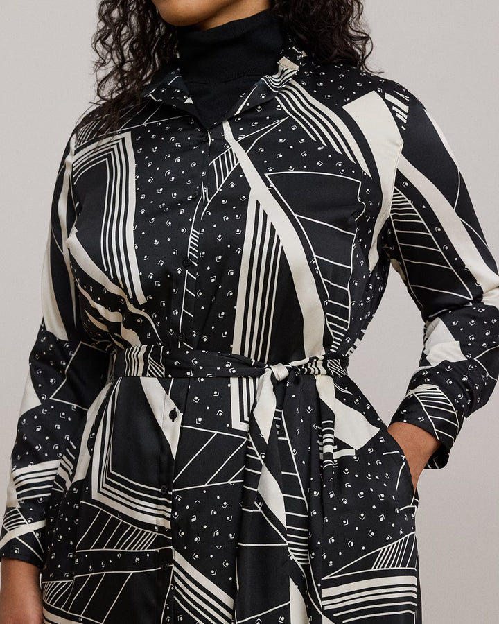 Ralph Lauren Geo-Print Belted Twill Shirtdress