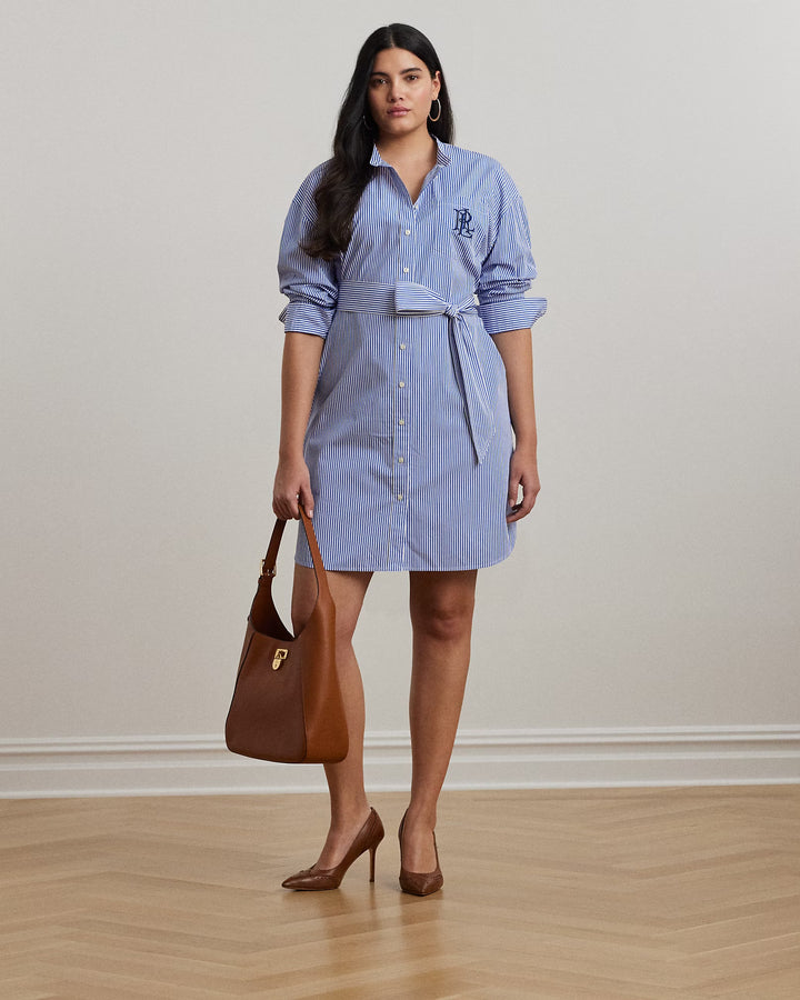 Ralph Lauren Striped Belted Broadcloth Shirtdress