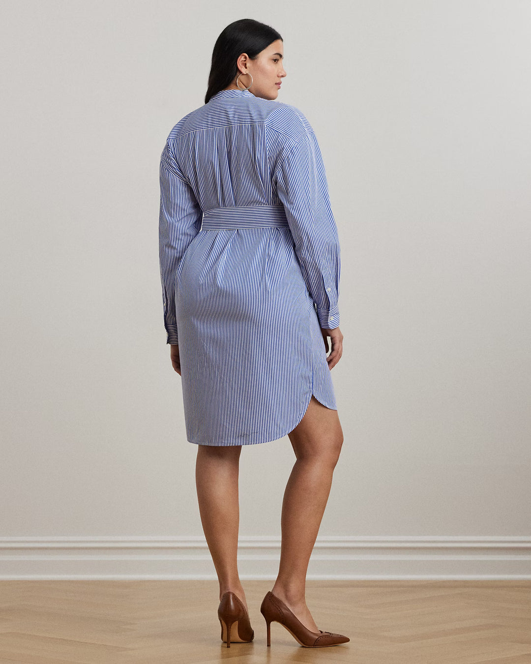 Ralph Lauren Striped Belted Broadcloth Shirtdress