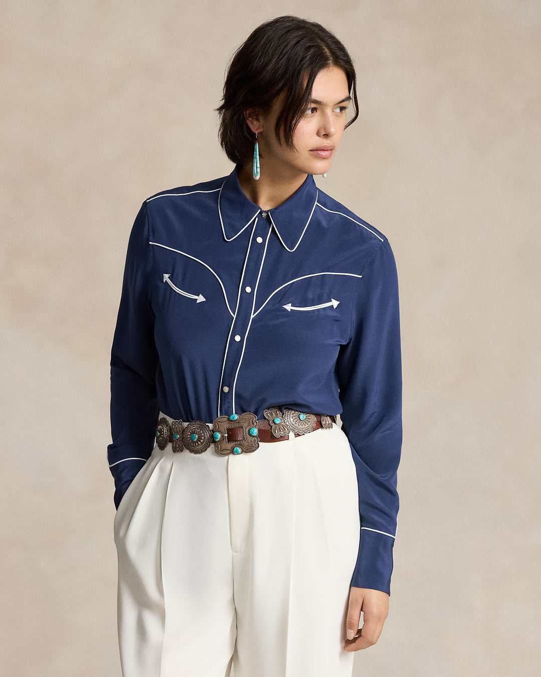 Ralph Lauren PRL x Naiomi Glasses Silk Western Shirt Save your Wishlist