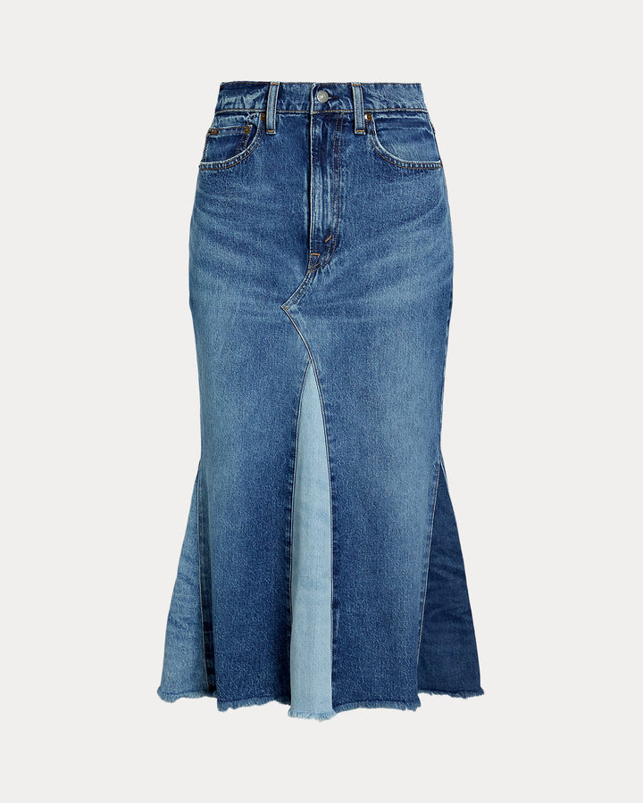 Ralph Lauren Deconstructed Patchwork Denim Skirt