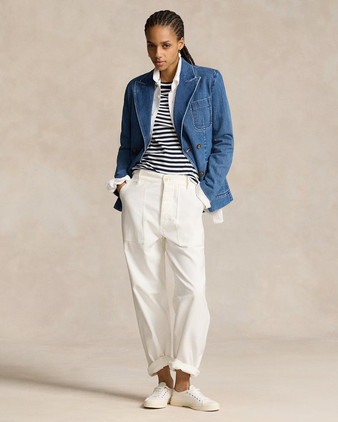 Ralph Lauren Double-Breasted Denim Blazer
