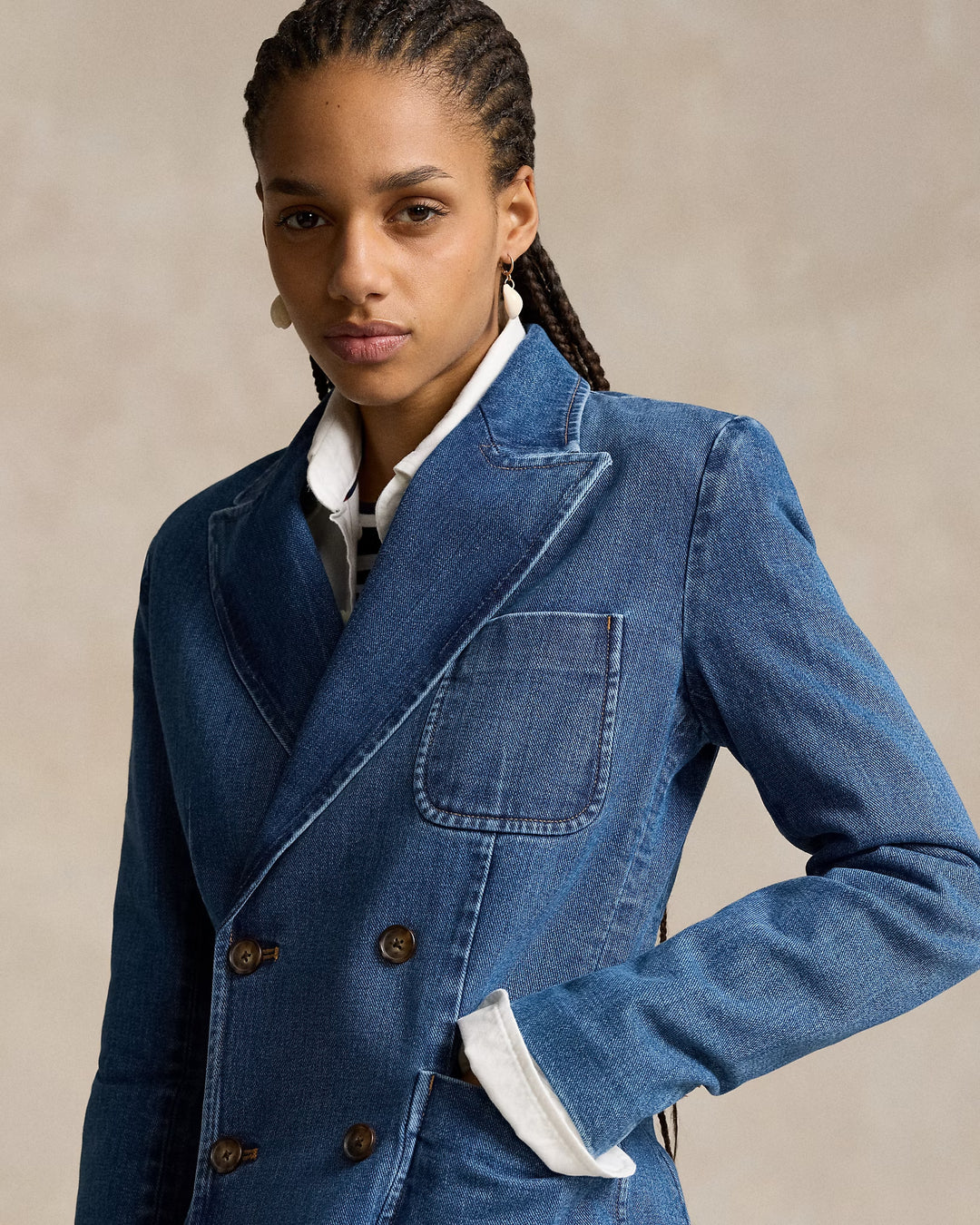 Ralph Lauren Double-Breasted Denim Blazer