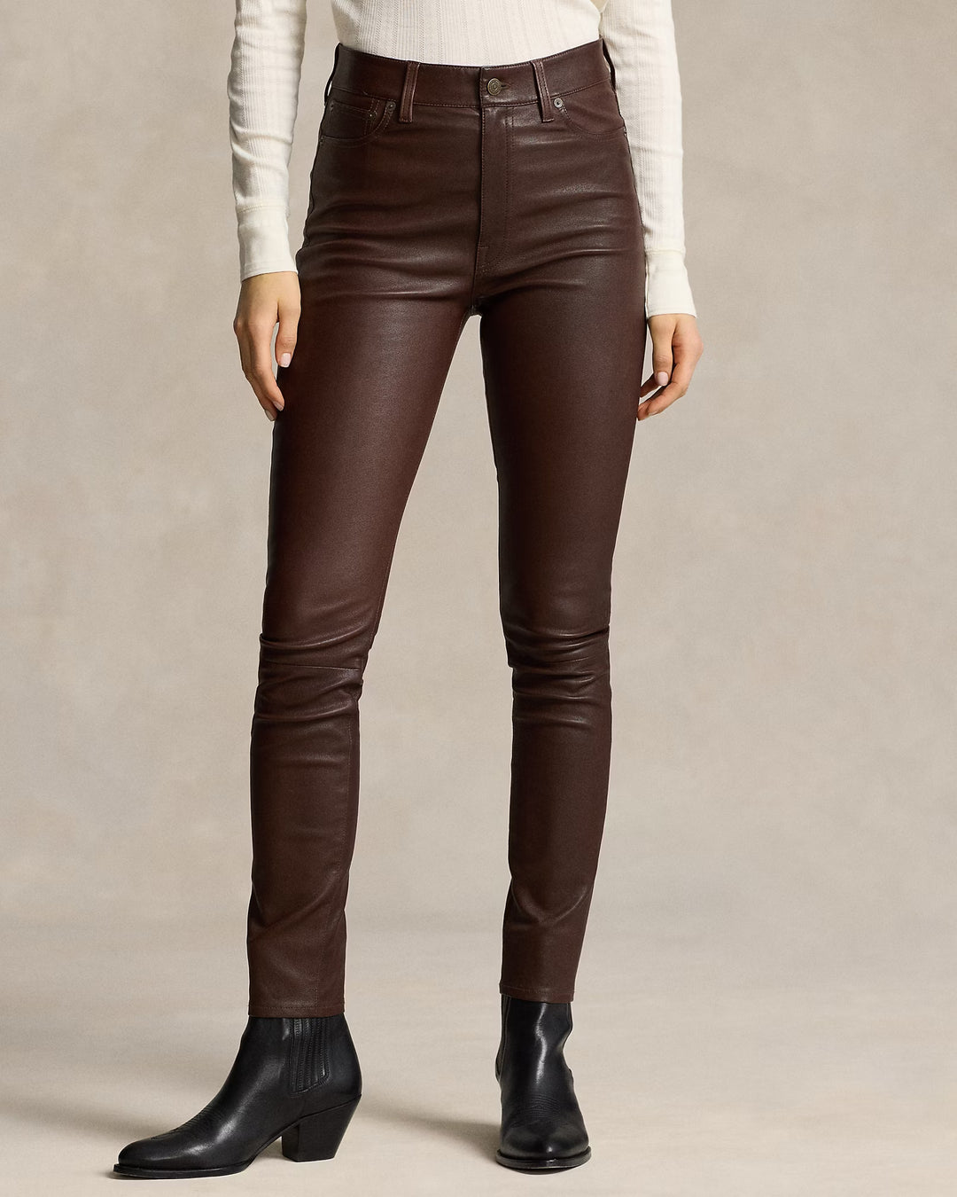 Ralph Lauren Lambskin 5-Pocket Super-Slim Pant