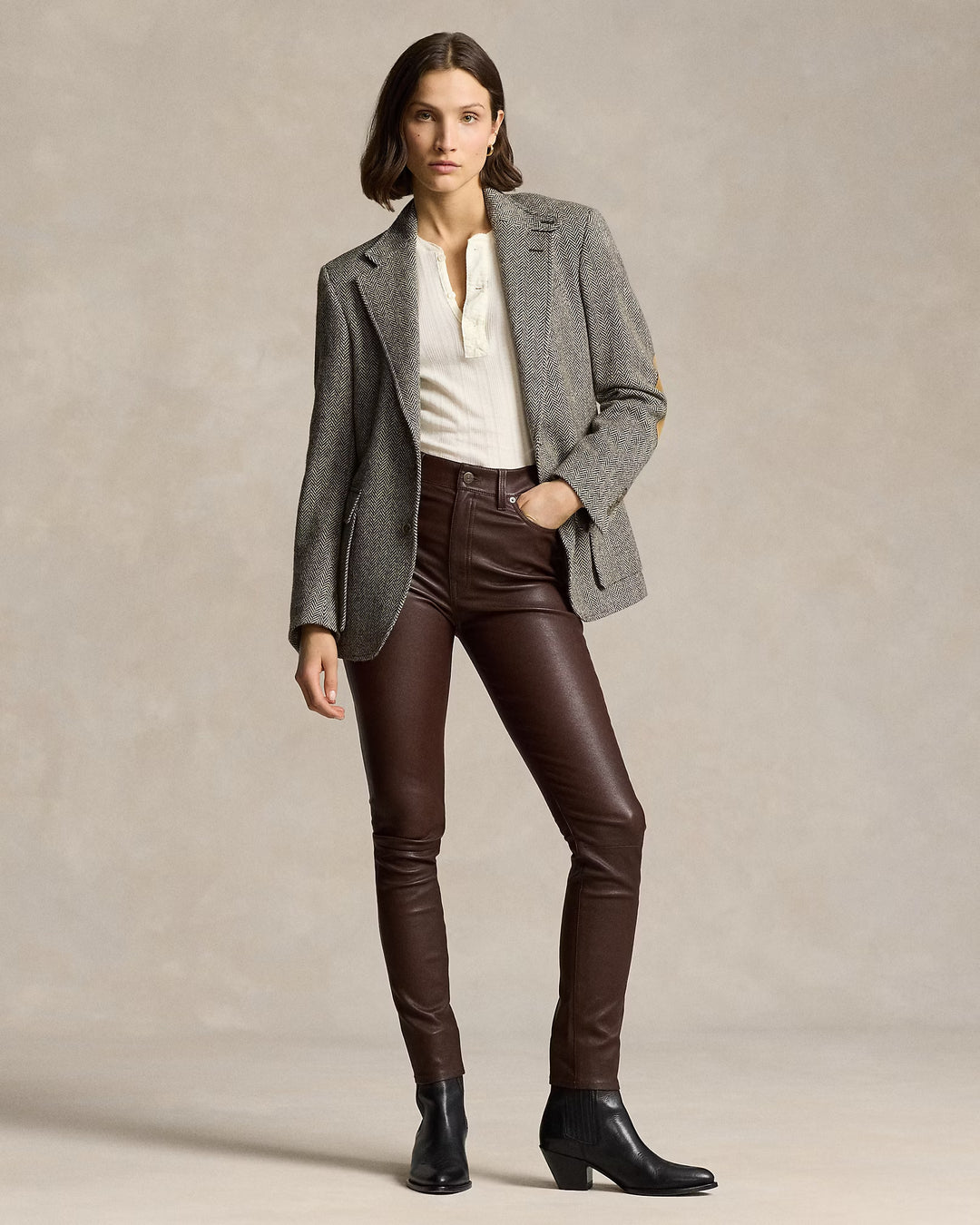 Ralph Lauren Lambskin 5-Pocket Super-Slim Pant