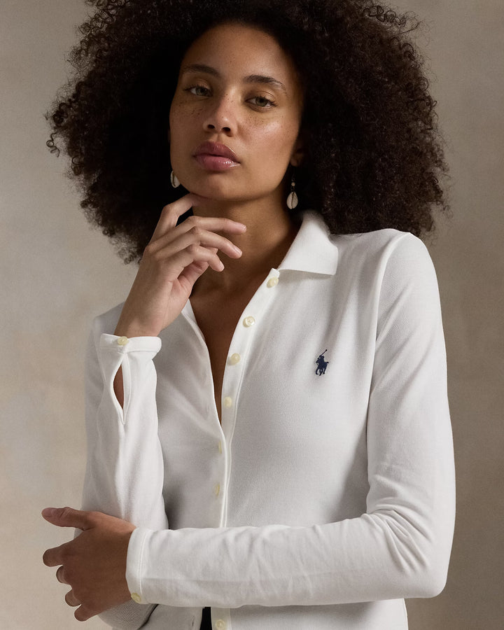 Ralph Lauren Buttoned-Placket Long-Sleeve Polo Shirt