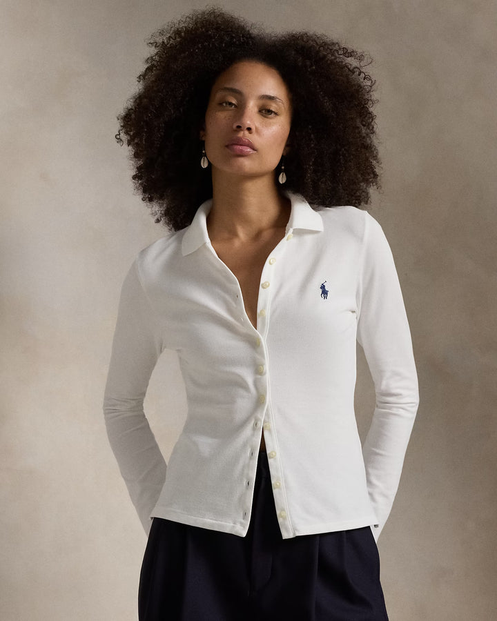 Ralph Lauren Buttoned-Placket Long-Sleeve Polo Shirt