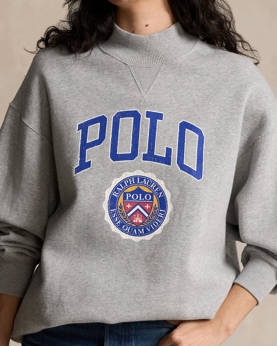 Ralph Lauren Logo Crest Lightweight Fleece Mockneck
