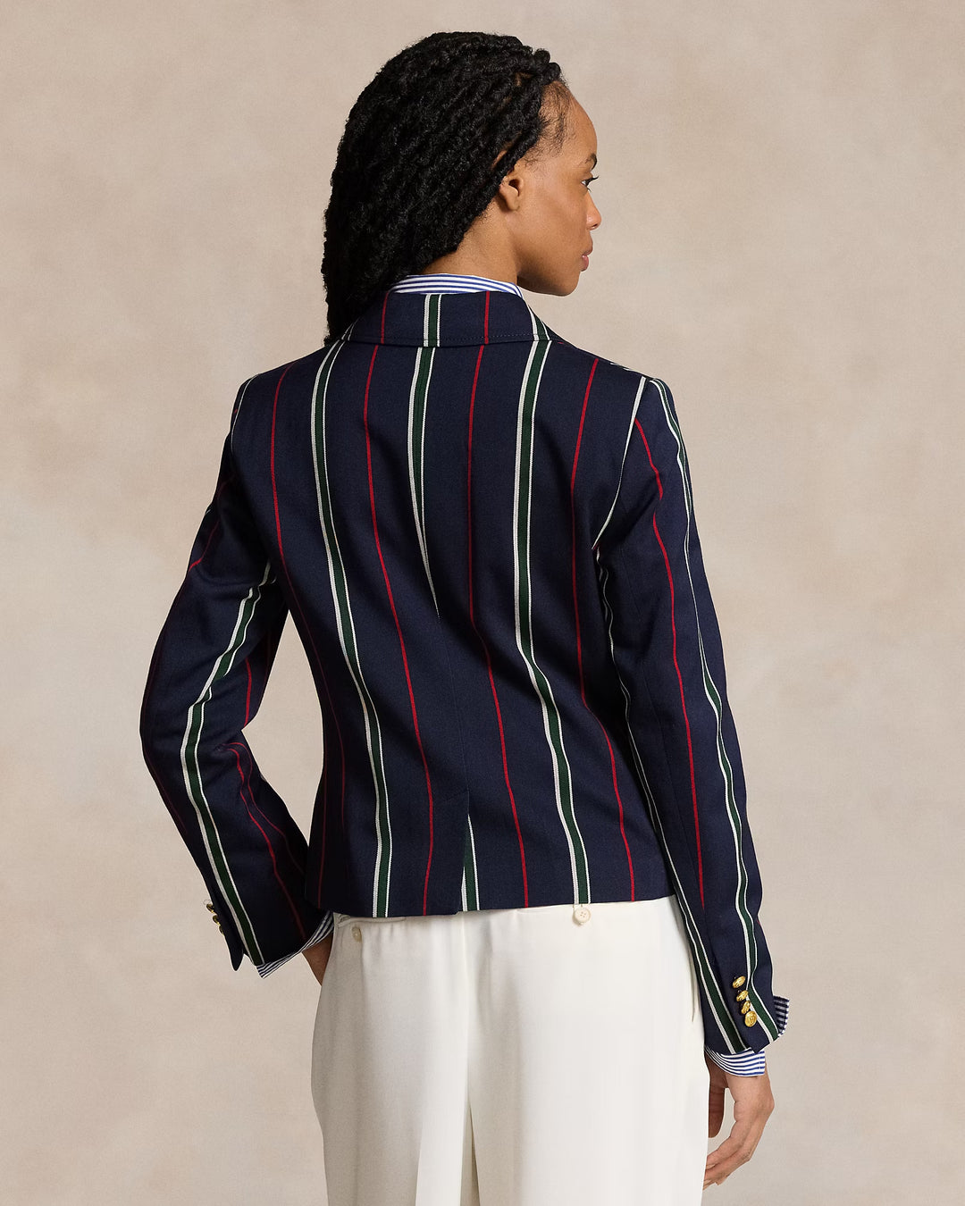 Ralph Lauren Striped Satin Cricket Blazer