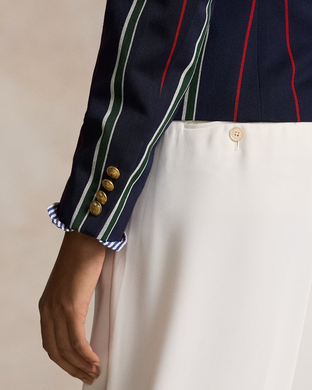 Ralph Lauren Striped Satin Cricket Blazer