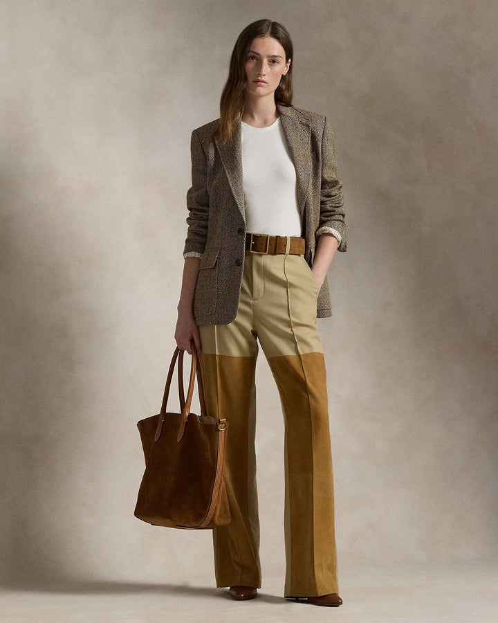 Ralph Lauren Suede-Wool Wide-Leg Pant