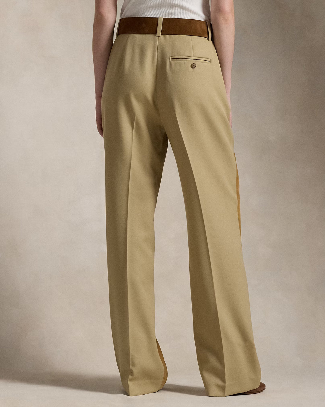 Ralph Lauren Suede-Wool Wide-Leg Pant