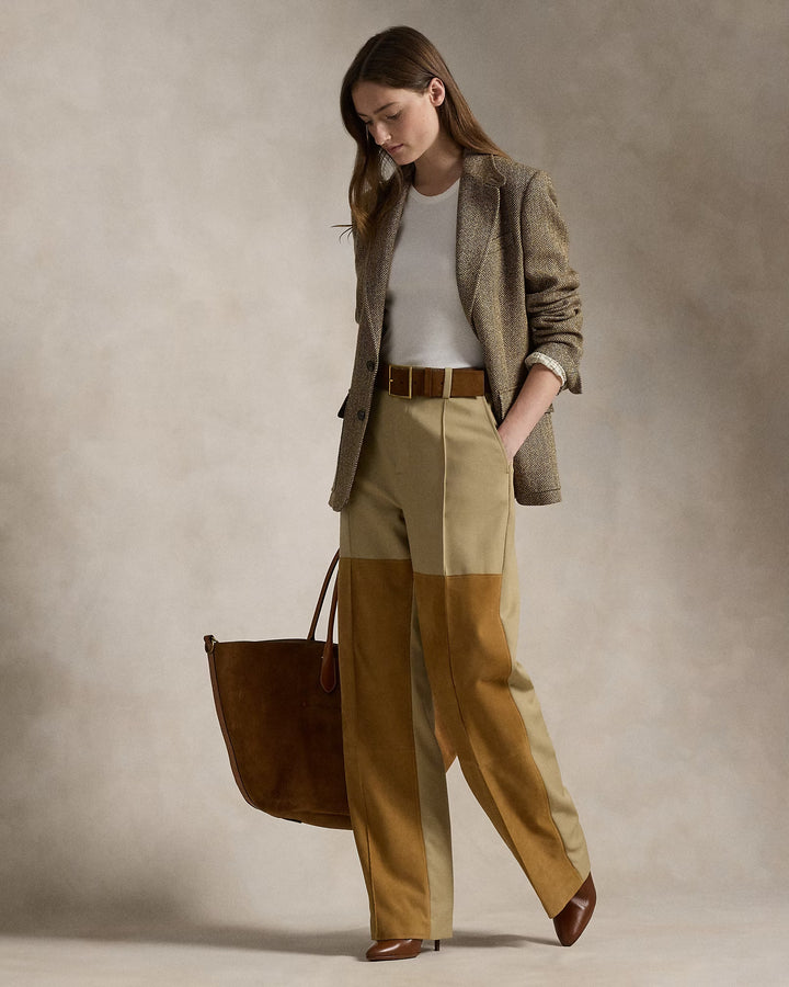 Ralph Lauren Suede-Wool Wide-Leg Pant