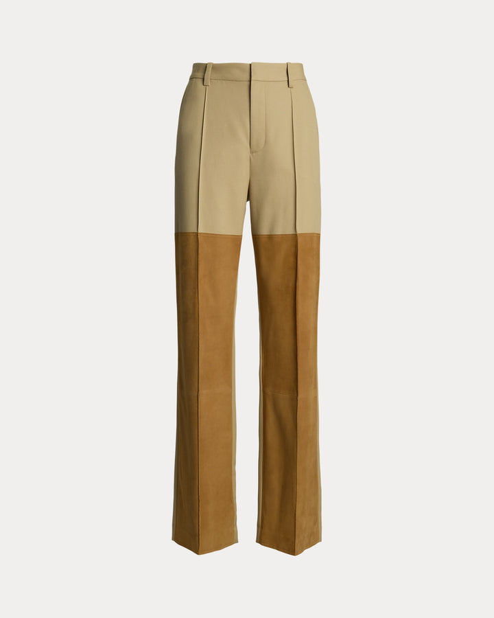 Ralph Lauren Suede-Wool Wide-Leg Pant