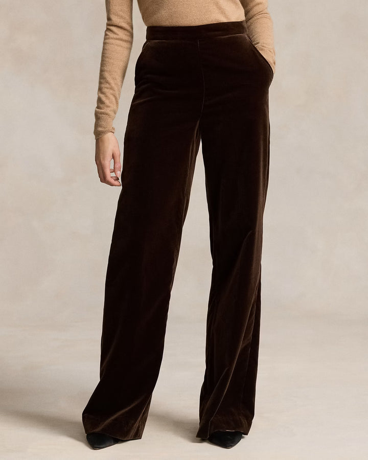 Ralph Lauren Stretch-Cotton Velvet Wide-Leg Pant