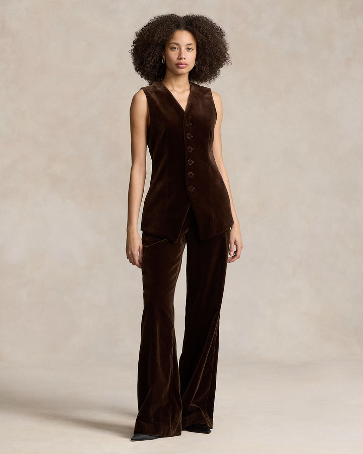 Ralph Lauren Stretch-Cotton Velvet Wide-Leg Pant