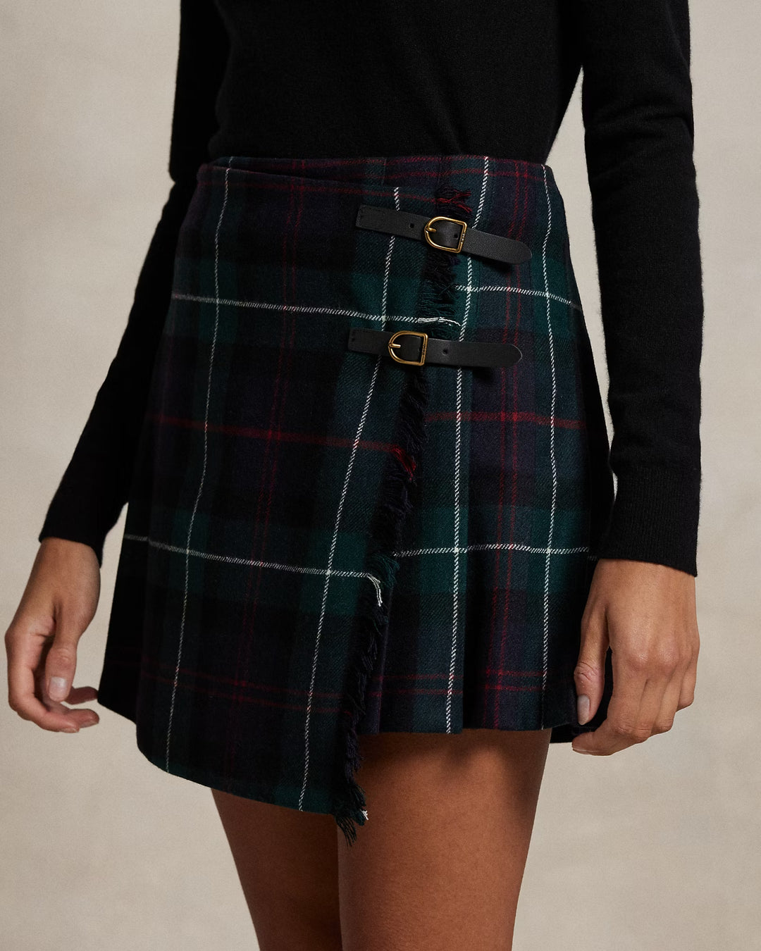 Ralph Lauren Plaid Pleated Wrap Skirt