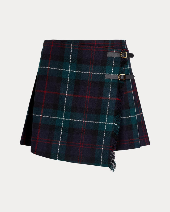Ralph Lauren Plaid Pleated Wrap Skirt