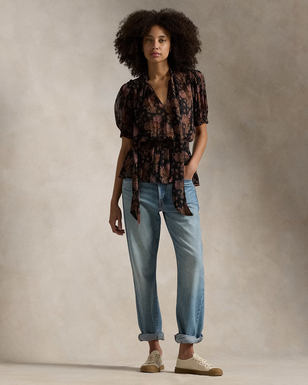 Ralph Lauren Floral Georgette Peplum Top