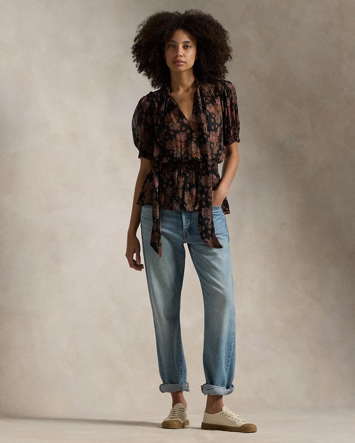 Ralph Lauren Floral Georgette Peplum Top