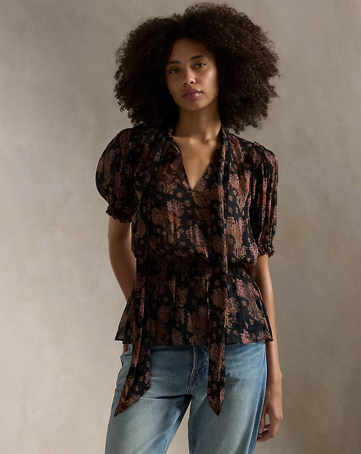 Ralph Lauren Floral Georgette Peplum Top