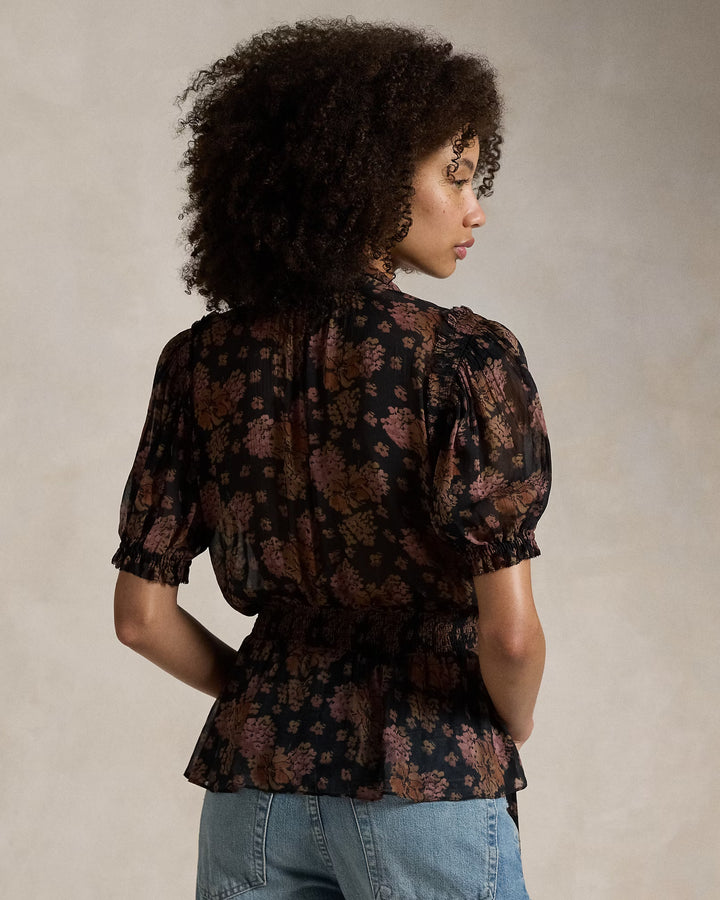 Ralph Lauren Floral Georgette Peplum Top
