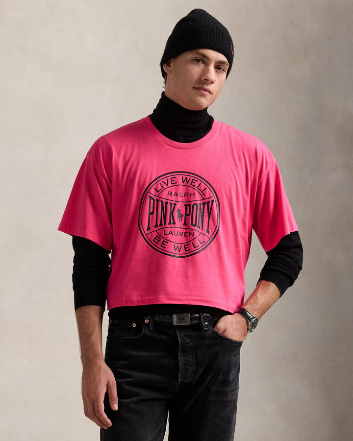 Ralph Lauren Pink Pony Cotton Jersey Cropped Tee