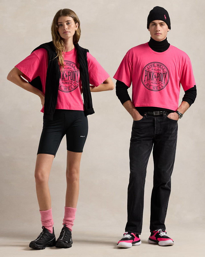 Ralph Lauren Pink Pony Cotton Jersey Cropped Tee