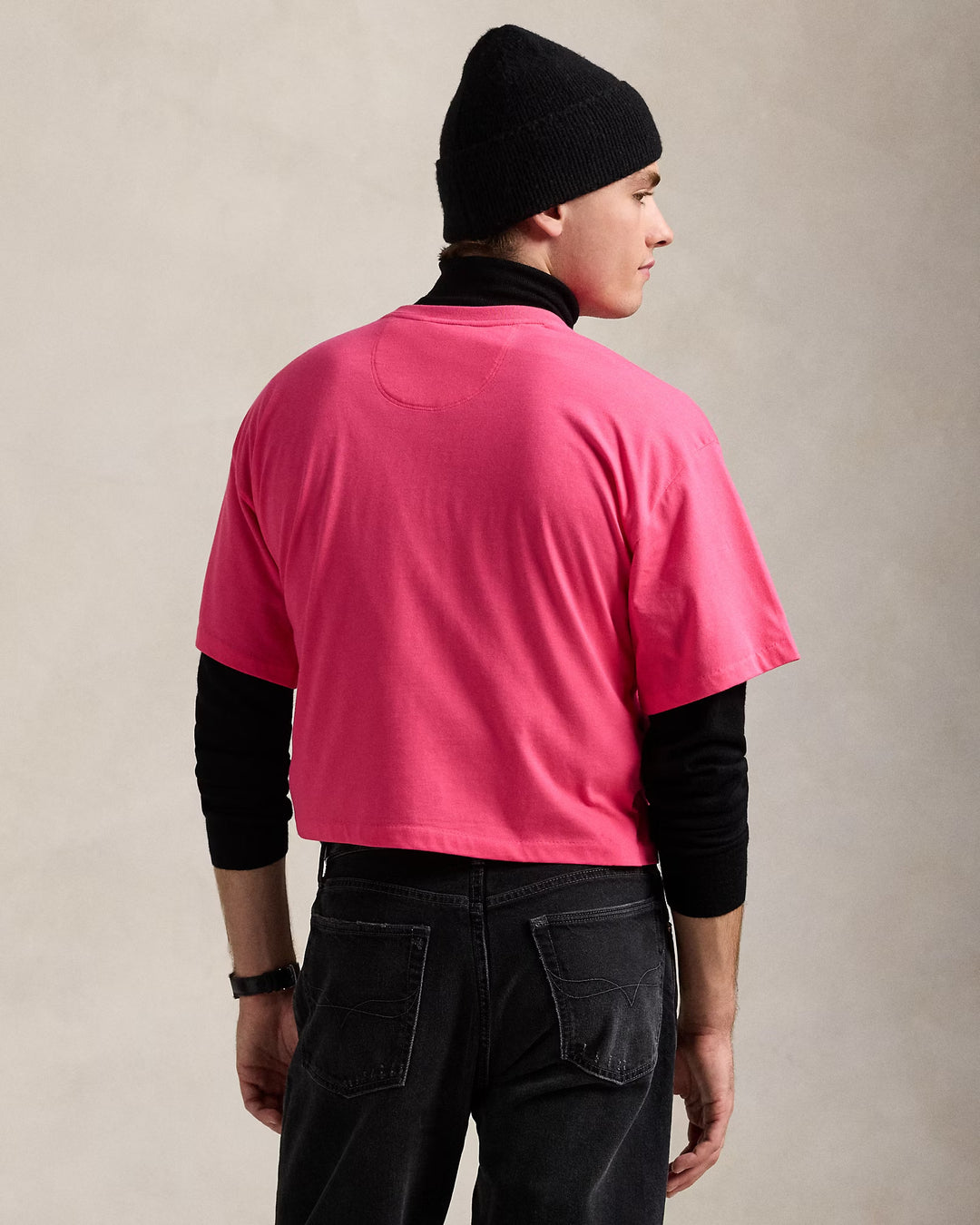 Ralph Lauren Pink Pony Cotton Jersey Cropped Tee