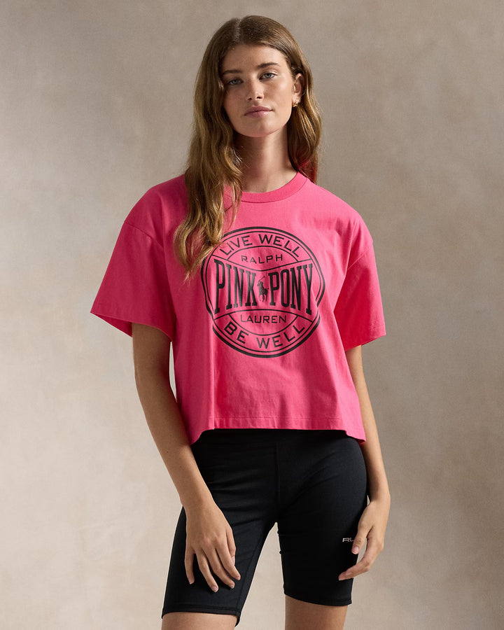Ralph Lauren Pink Pony Cotton Jersey Cropped Tee