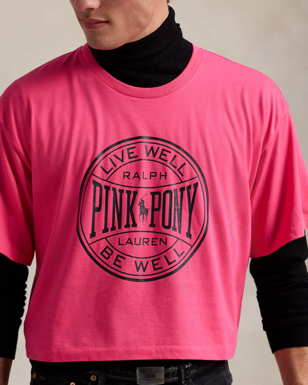 Ralph Lauren Pink Pony Cotton Jersey Cropped Tee
