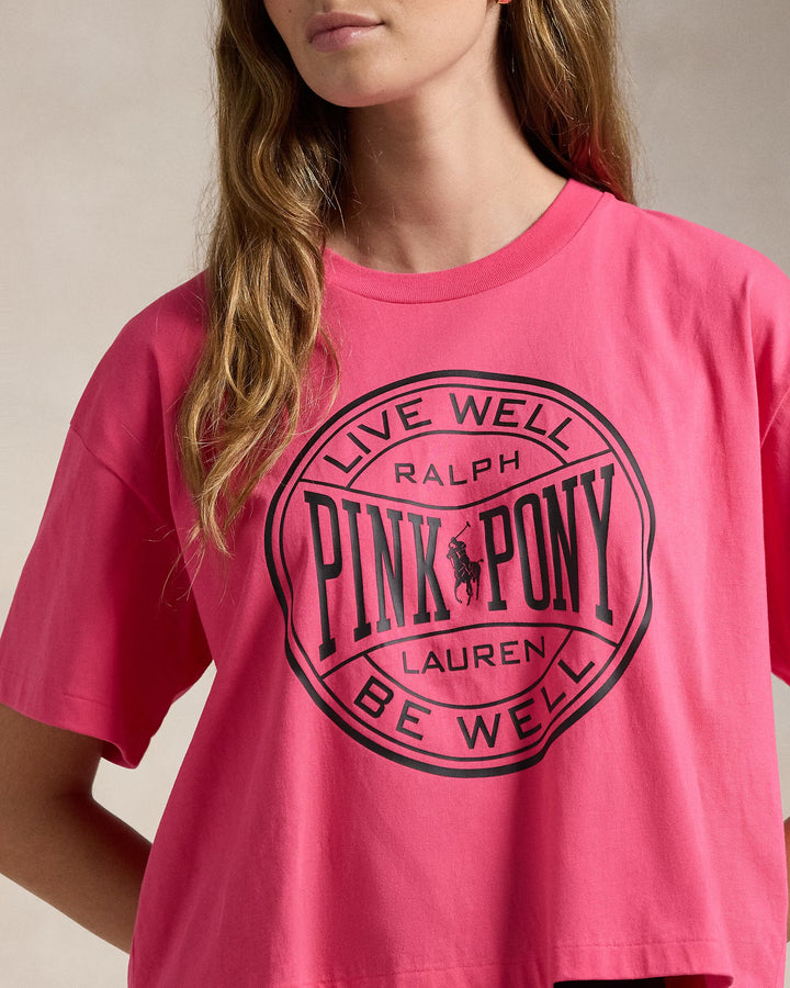 Ralph Lauren Pink Pony Cotton Jersey Cropped Tee