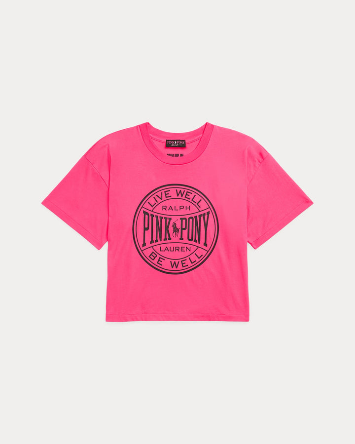Ralph Lauren Pink Pony Cotton Jersey Cropped Tee