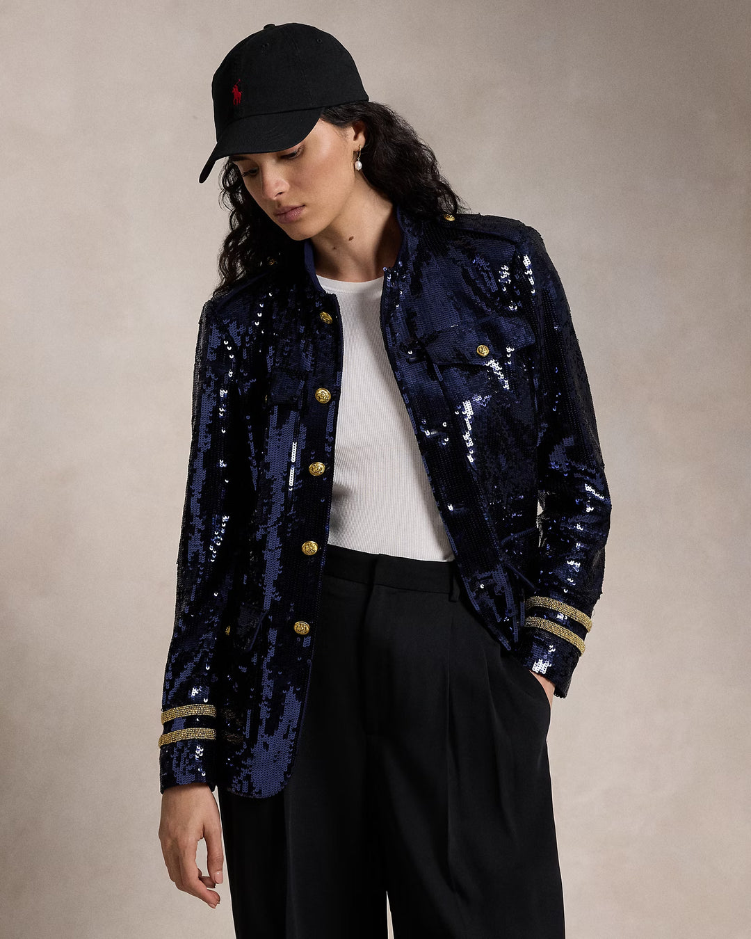 Ralph Lauren Sequined Stand-Collar Blazer