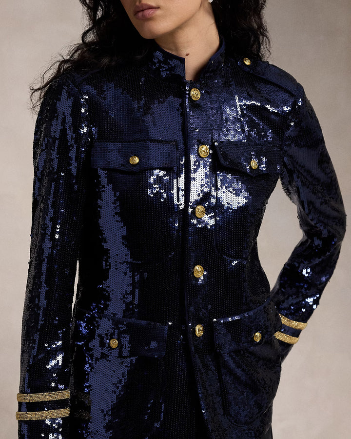 Ralph Lauren Sequined Stand-Collar Blazer