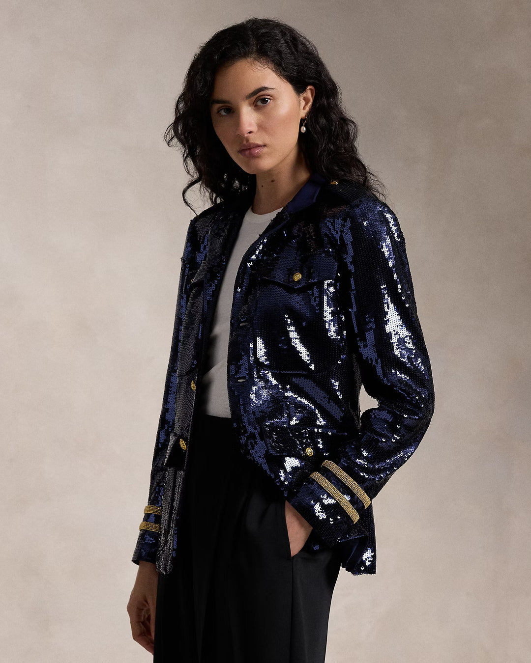 Ralph Lauren Sequined Stand-Collar Blazer
