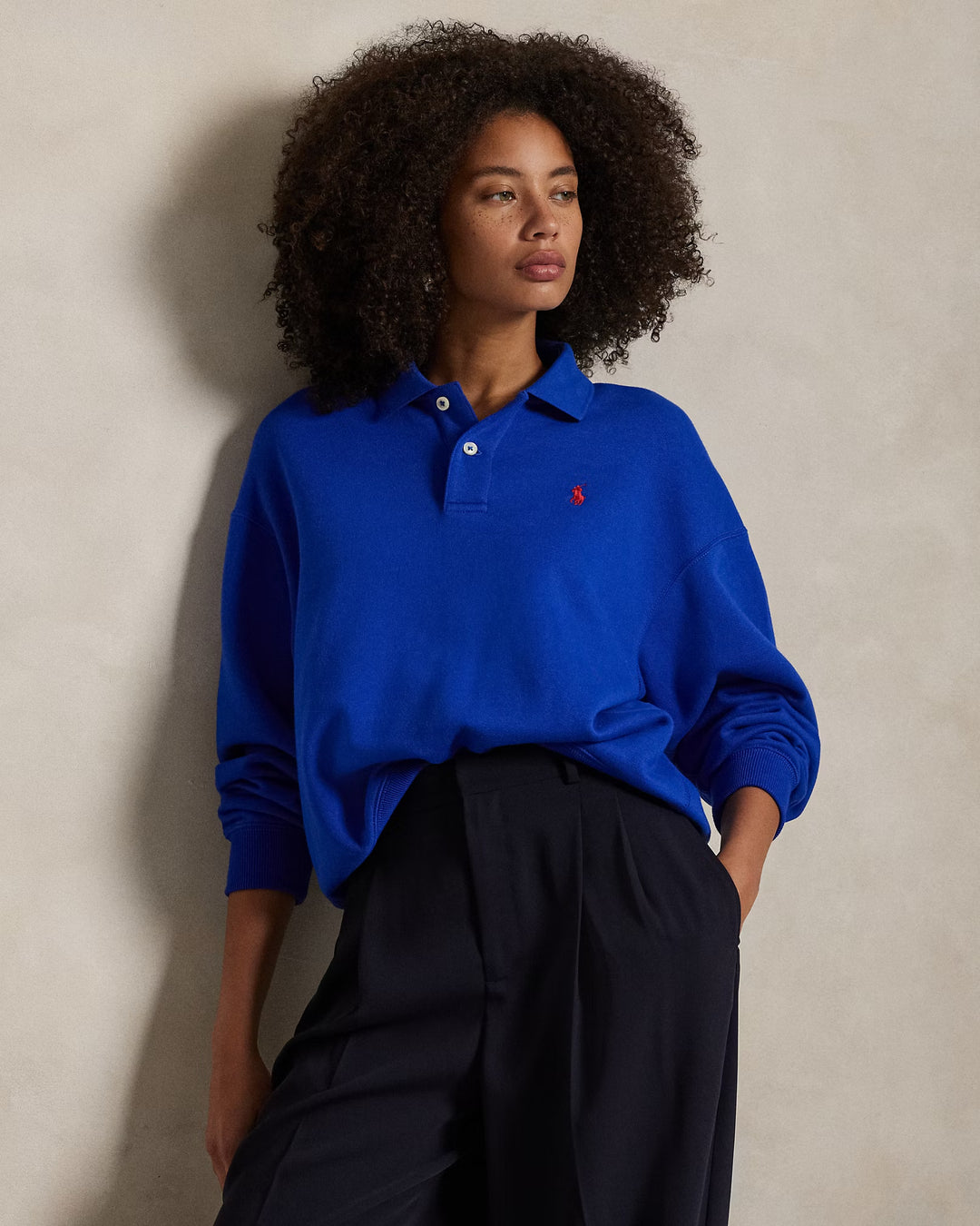 Ralph Lauren Polo-Collar Fleece Pullover