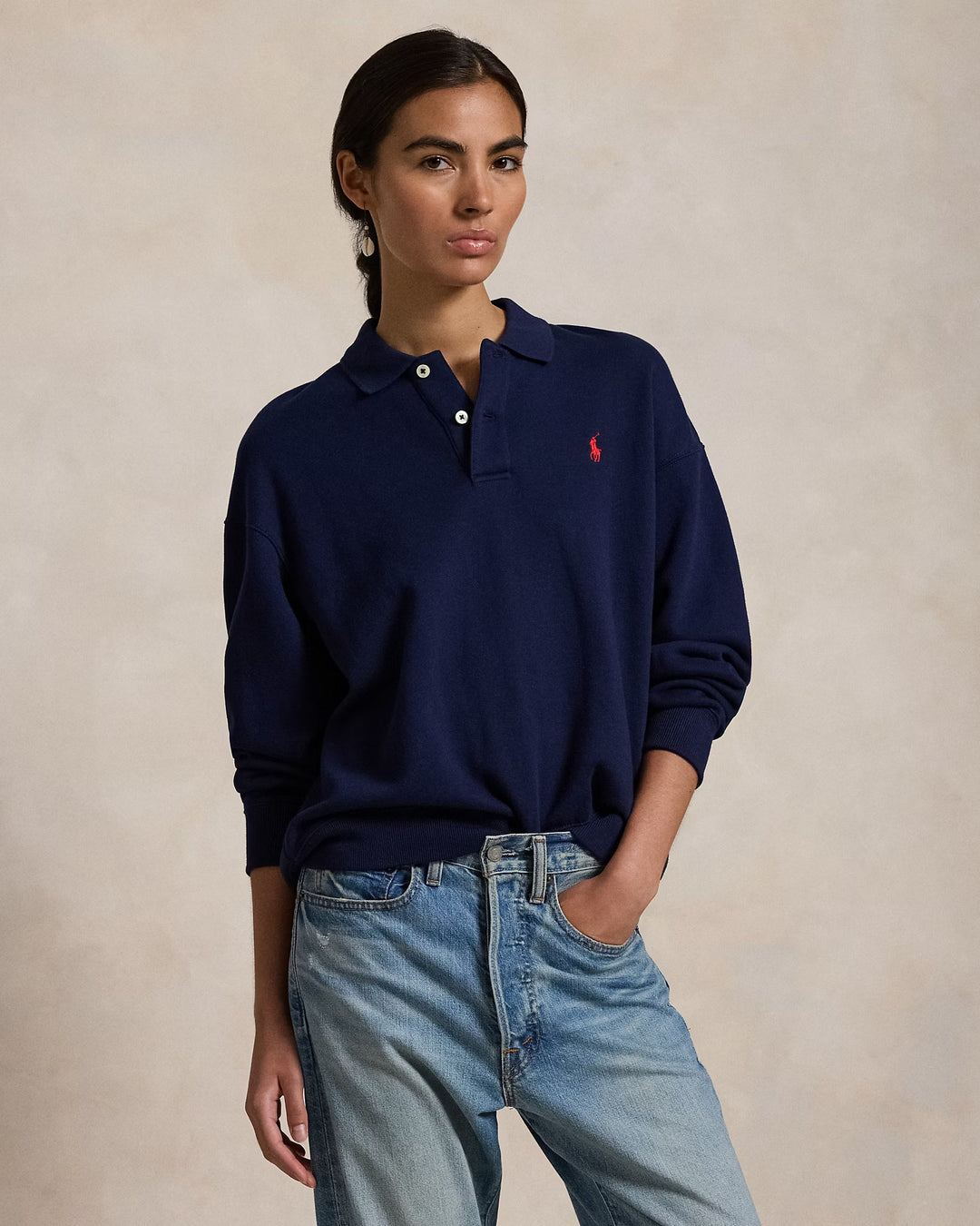 Ralph Lauren Polo-Collar Fleece Pullover