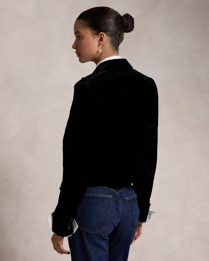 Ralph Lauren Silk-Lapel Velvet Cropped Blazer