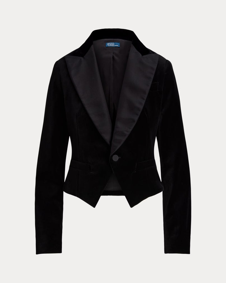 Ralph Lauren Silk-Lapel Velvet Cropped Blazer