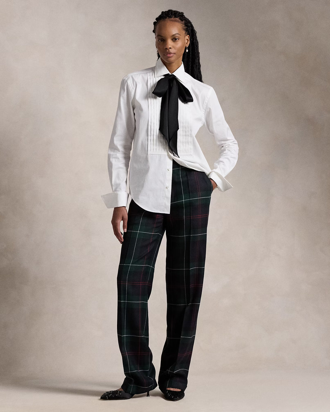 Ralph Lauren Plaid Wool Relaxed Straight Pant