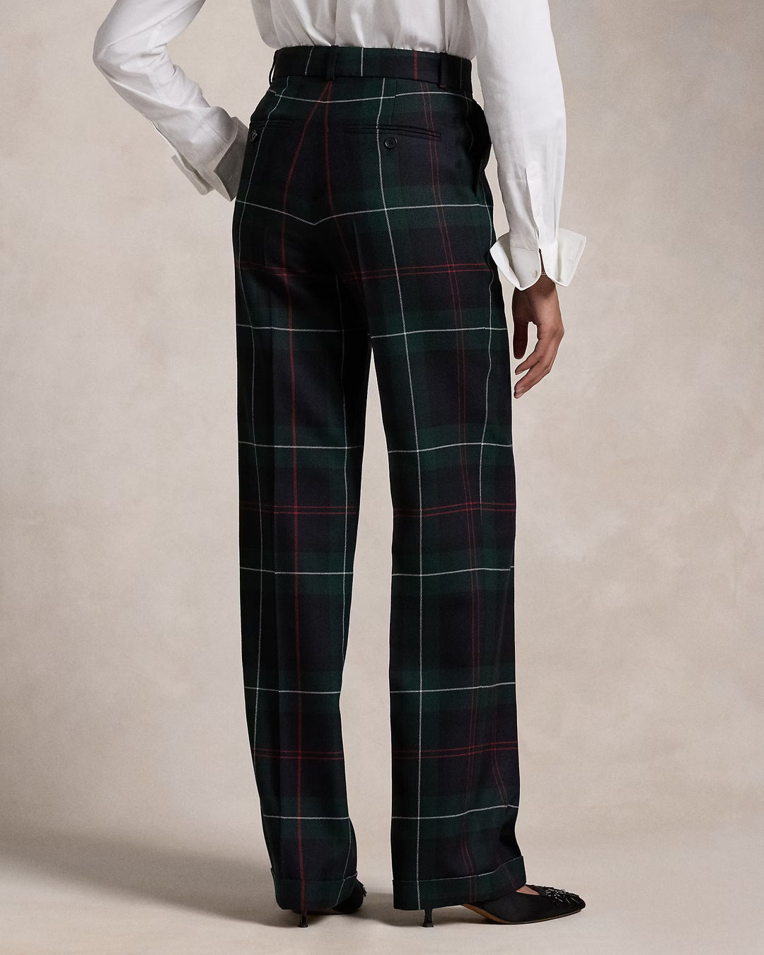 Ralph Lauren Plaid Wool Relaxed Straight Pant